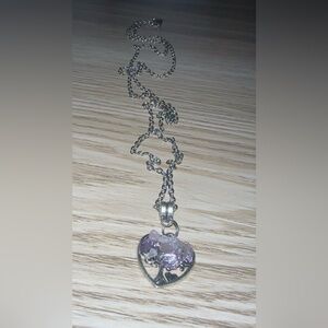Silver and Purple Pendant Necklace
